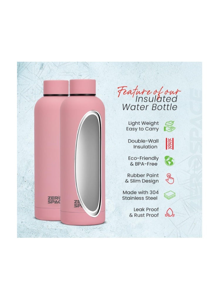 ZeroSpace Stainless Steel Water Bottle, 750ml Insulated Water Bottle for Kids School, Double Wall Water Thermos Flask for Hot & Cold Drinks, Sports Hot Water Bottle (Pink) - Image 4