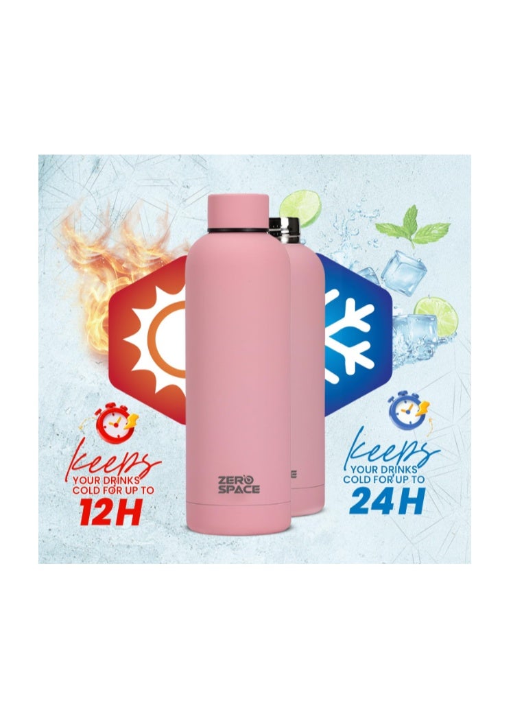 ZeroSpace Stainless Steel Water Bottle, 750ml Insulated Water Bottle for Kids School, Double Wall Water Thermos Flask for Hot & Cold Drinks, Sports Hot Water Bottle (Pink) - Image 5