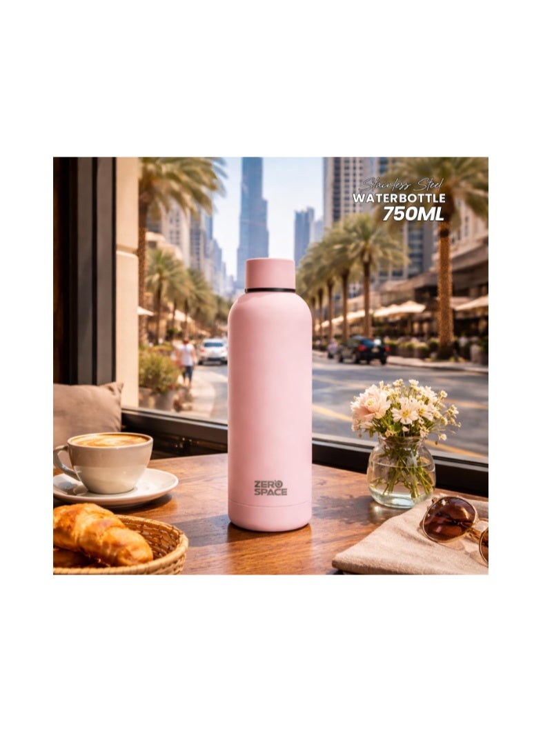 ZeroSpace Stainless Steel Water Bottle, 750ml Insulated Water Bottle for Kids School, Double Wall Water Thermos Flask for Hot & Cold Drinks, Sports Hot Water Bottle (Pink) - Image 2