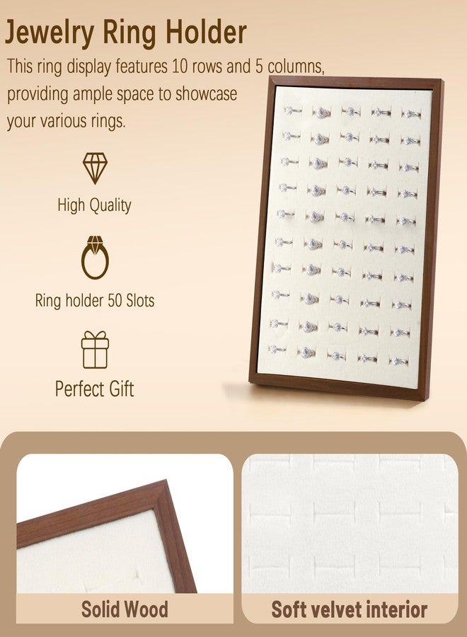Homeanda Ring Display Stand - 50 Slots L-Shaped Velvet Jewelry Tray Ring Board Earrings Organizer for Vendors - Image 5