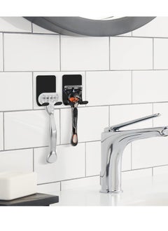 Linkidea Linkidea 2 Packs Wall Mount Razor Holder for Shower, Stainless Steel Self Adhesive Shaver Hooks, Sticky Hanger Compatible with Venus Platinum, Fusion 5 Proshield, Mach 3 Classic (Black)  - Image 4