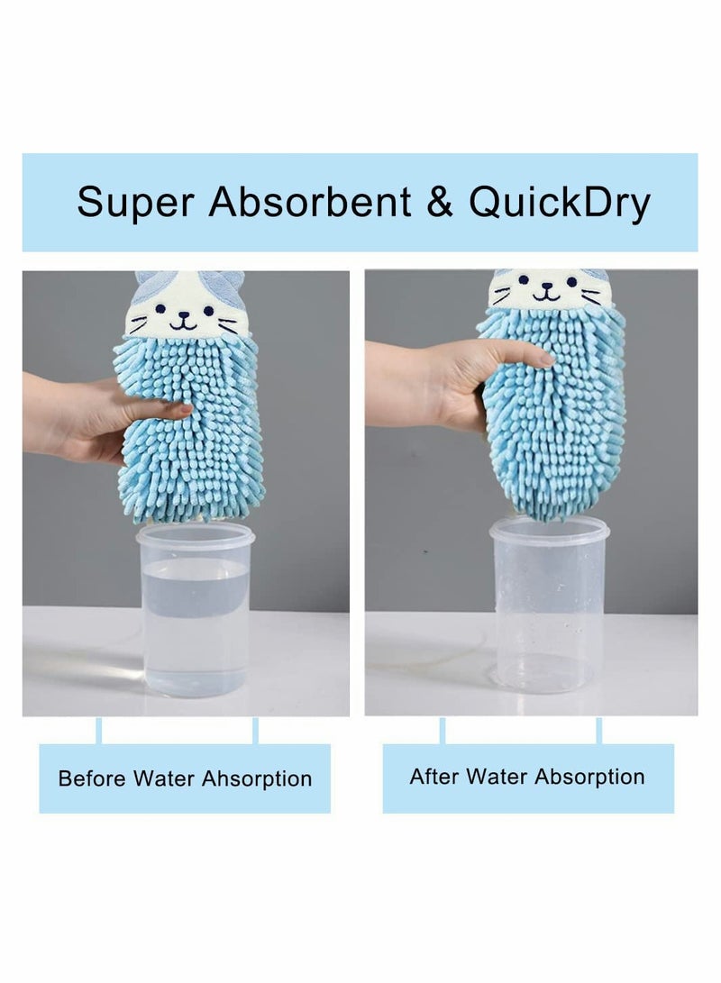 2 Pcs Cute Animal Hand Towels Set, Soft  Plush Microfibre Hand Towel Quick-Drying Super Absorbent Towels with Hanging Loop for Kitchen and Bathroom - Image 4