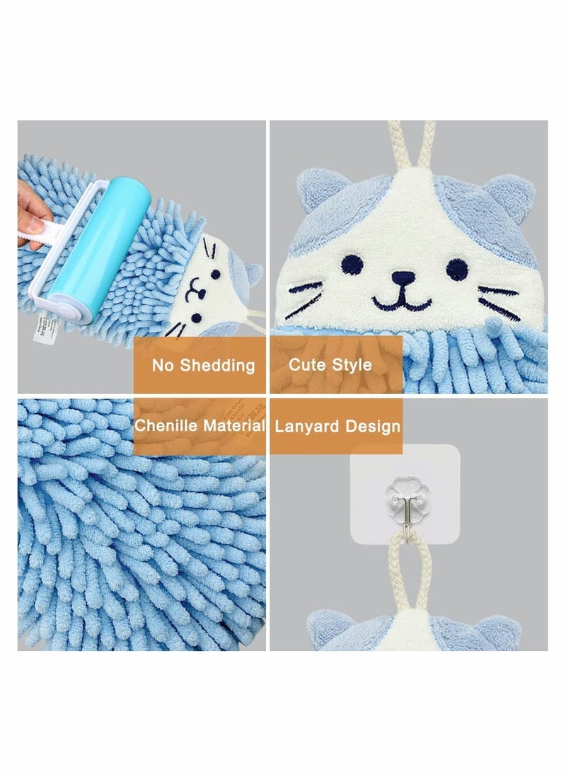 2 Pcs Cute Animal Hand Towels Set, Soft  Plush Microfibre Hand Towel Quick-Drying Super Absorbent Towels with Hanging Loop for Kitchen and Bathroom - Image 5