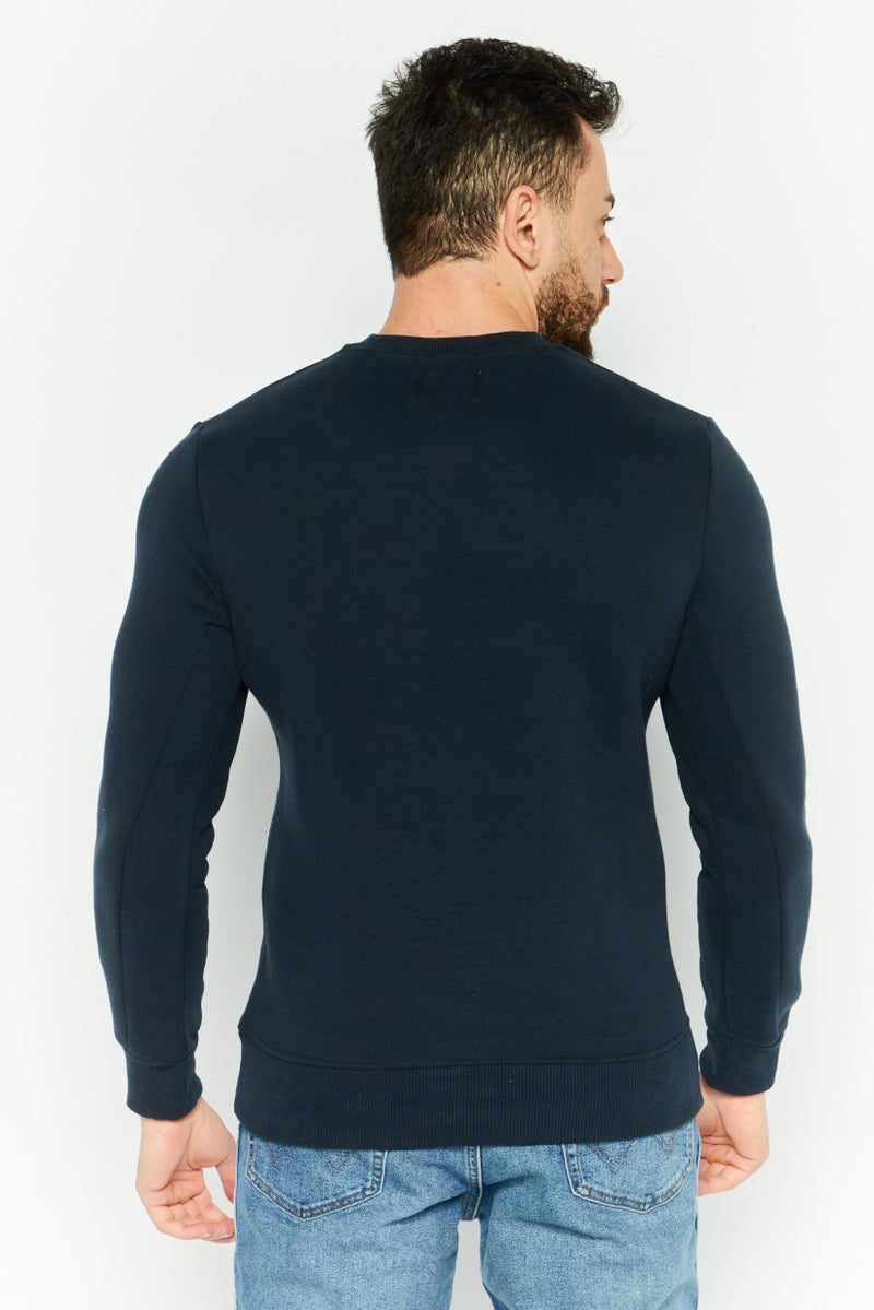 Pepe Jeans Men Crew Neck Graphic Print Long Sleeve Sweatshirt, Navy Blue - Image 4