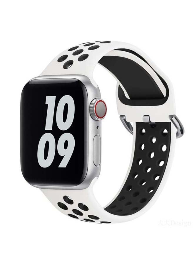 NIBEMINENT Replacement Band For Apple Watch Series 1/2/3/4/5/6/SE 40/38mm White/Black  - Image 2
