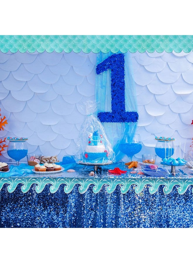 Nezyo 2 Rolls Ocean Waves Bulletin Board Border Blue Turquoise Scallops Bulletin Board Trim Paper Ocean Beach Bulletin Board Decorations Classroom Borders Under The Sea Classroom Decorations 98 Feet - Image 5