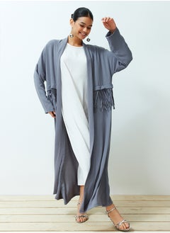 trendyol Gray Tassel Detailed Woven Aerobin Cap & Abaya TCTSS24KF00014  - Image 1