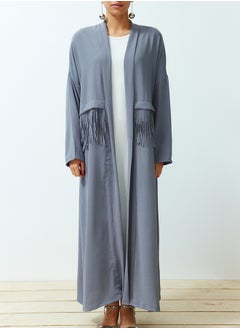 trendyol Gray Tassel Detailed Woven Aerobin Cap & Abaya TCTSS24KF00014  - Image 4