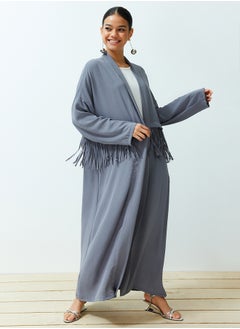 trendyol Gray Tassel Detailed Woven Aerobin Cap & Abaya TCTSS24KF00014  - Image 2
