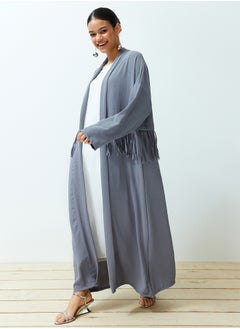 trendyol Gray Tassel Detailed Woven Aerobin Cap & Abaya TCTSS24KF00014  - Image 3