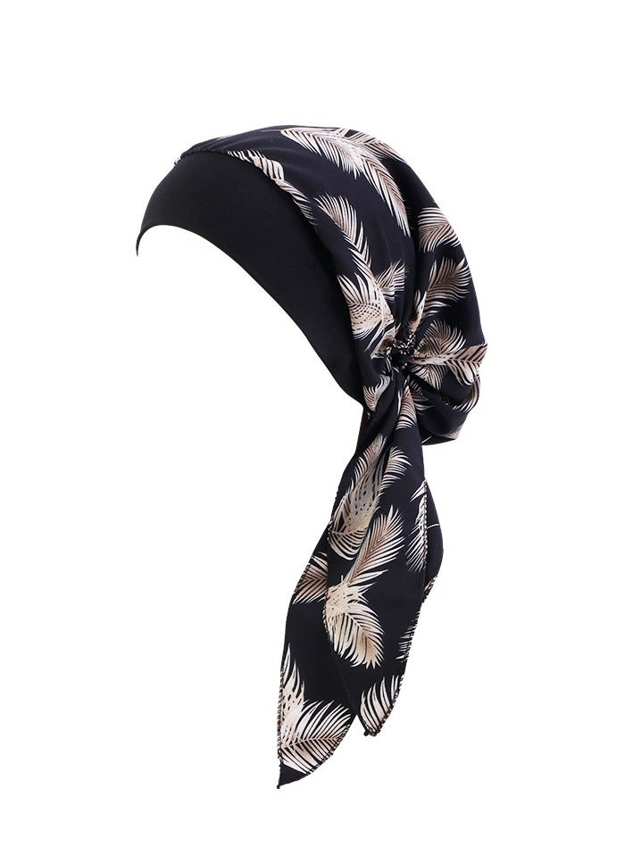 Goolsky Paisley Print Elastic Bonnet Turban Cap Casual Headscarf Pre-tied Elastic Hair Bonnet Lace Up Chemo Hat - Image 4