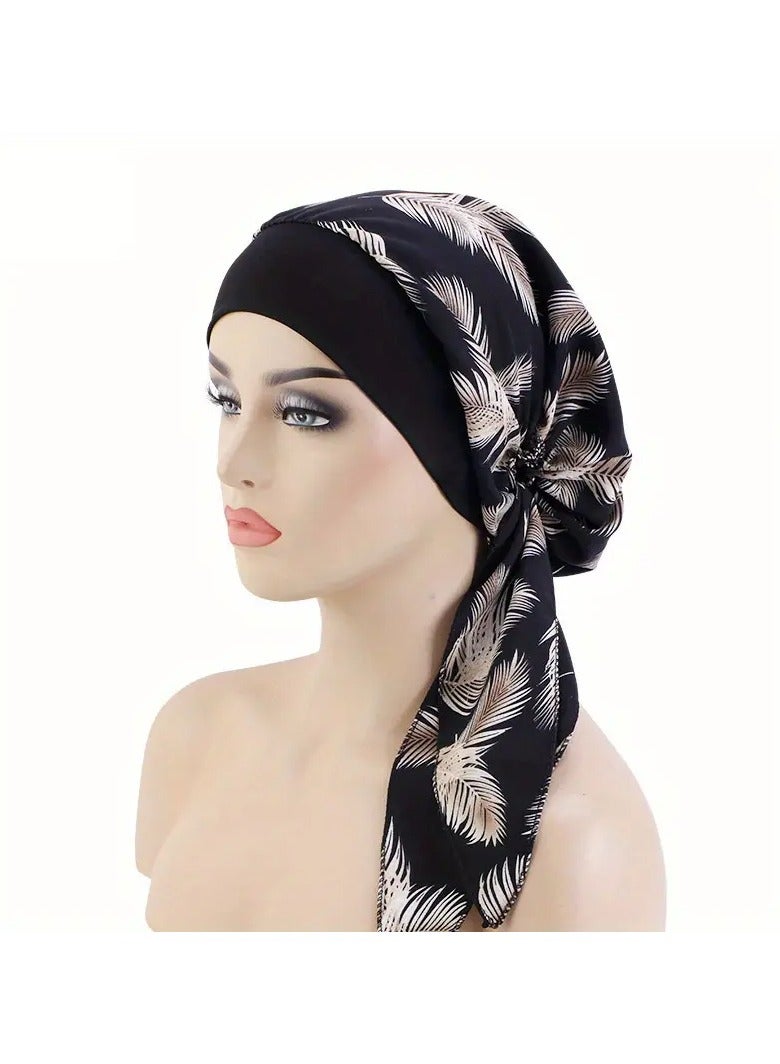 Goolsky Paisley Print Elastic Bonnet Turban Cap Casual Headscarf Pre-tied Elastic Hair Bonnet Lace Up Chemo Hat - Image 5