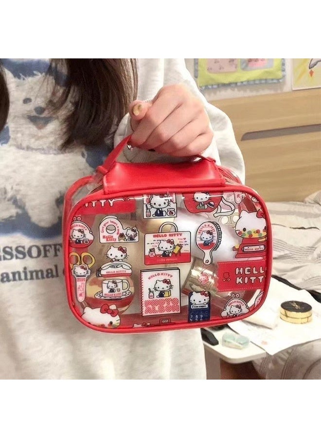 هالو كيتي مرحبا كيتي تحت عنوان حقيبة ماكياج شفافة الساحرة عملية ومثالية لفحص مستحضرات التجميل سريعة - Image 1