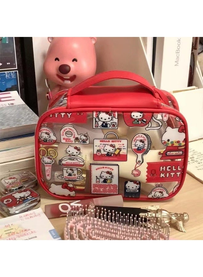 هالو كيتي مرحبا كيتي تحت عنوان حقيبة ماكياج شفافة الساحرة عملية ومثالية لفحص مستحضرات التجميل سريعة - Image 2