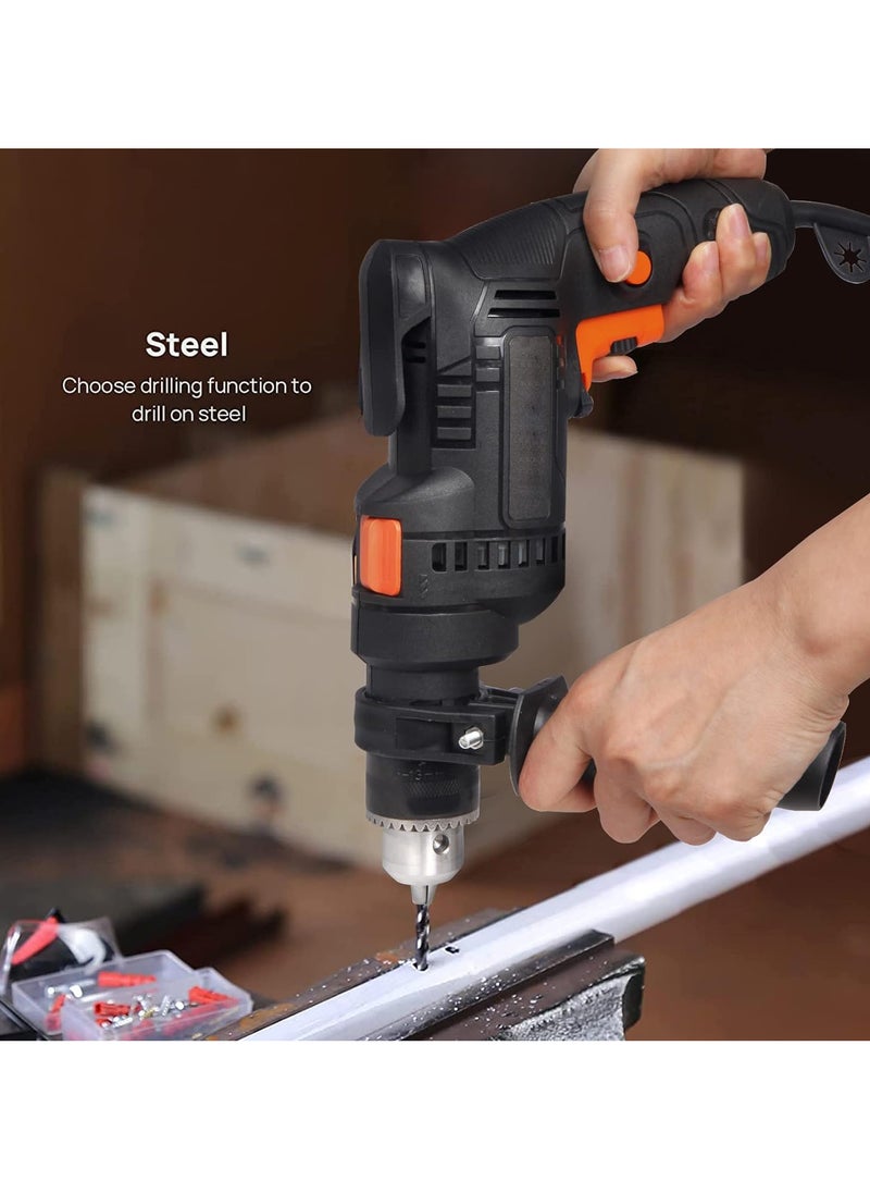 Generic - Electric Drill Set, Corded Electric Hammer Percussion Drill, Variable Speed Screwdriver Drill Drivers with 24 Pieces Accessories Bit, Storage Case Included for Drilling Metal, Concrete & Wood - Image 1