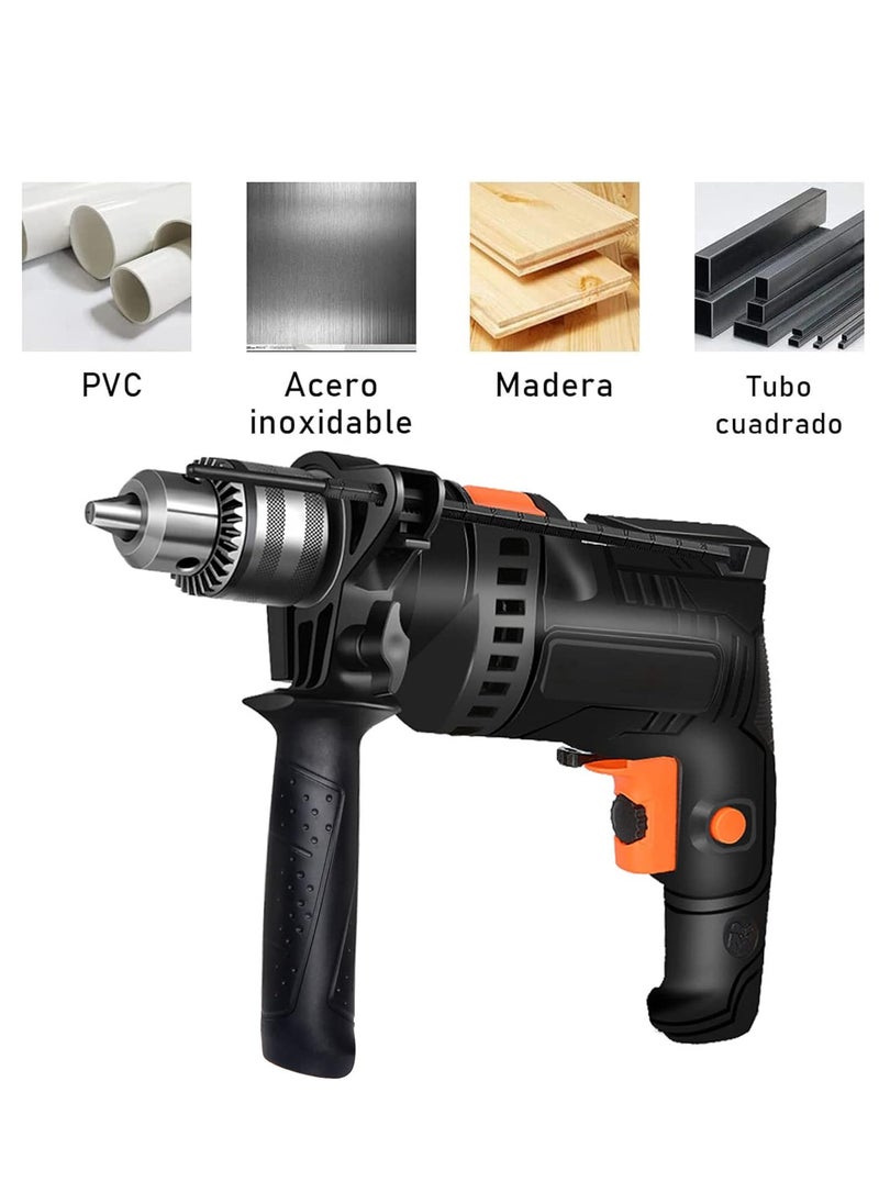 Generic - Electric Drill Set, Corded Electric Hammer Percussion Drill, Variable Speed Screwdriver Drill Drivers with 24 Pieces Accessories Bit, Storage Case Included for Drilling Metal, Concrete & Wood - Image 1