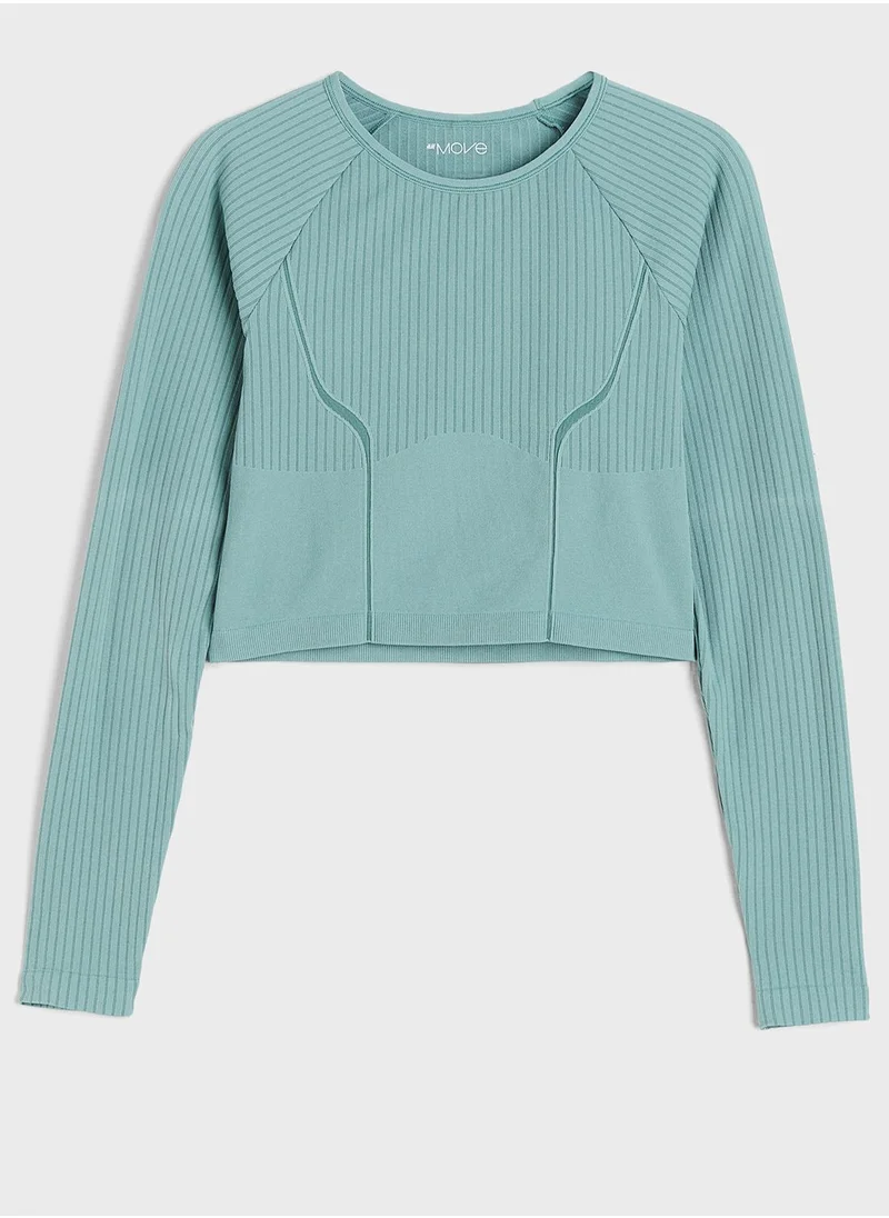 H&M Drymove™ Crew Neck Cropped Top