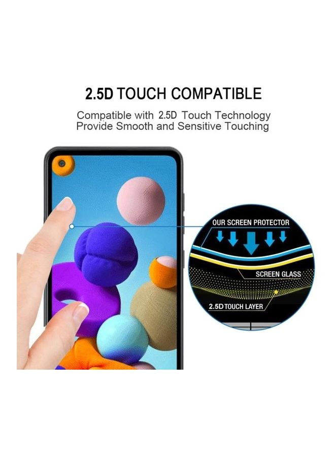 بي جي إم مجموعة لاصقات حماية للشاشة من الزجاج المقوى بدرجة انحناء 2.5D وبتغطية كاملة لهاتف جالاكسي A21، مكونة من 25 قطعة شفاف - Image 5
