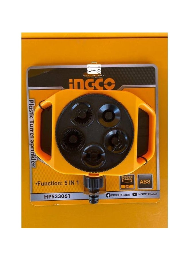 INGCO 3/4 Inch 5 in 1 Plastic Hose End Turret Sprinkler - HPS33061  - Image 3