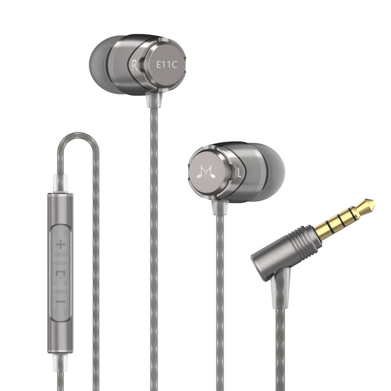 SoundMAGIC E11C Wired Earbuds with Microphone HiFi Stereo Earphones Noise Isolating in Ear Headphones Powerful Bass Tangle Free Cord Gunmetal - Image 1