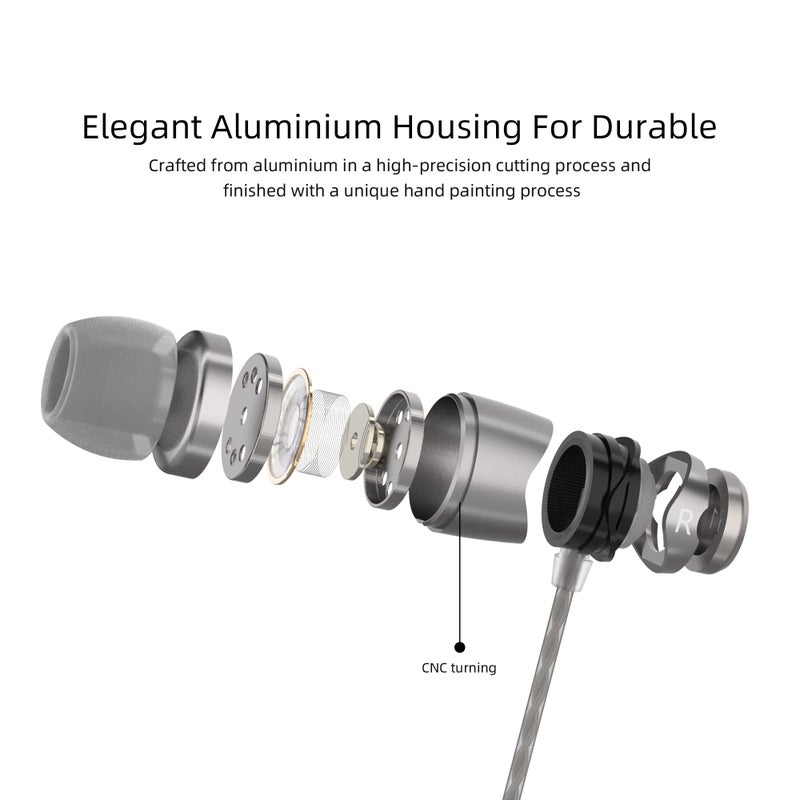 SoundMAGIC E11C Wired Earbuds with Microphone HiFi Stereo Earphones Noise Isolating in Ear Headphones Powerful Bass Tangle Free Cord Gunmetal - Image 2