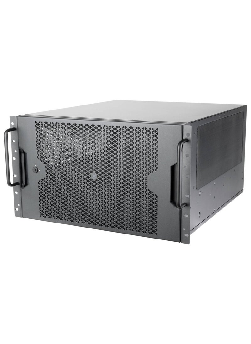 SilverStone Technology RM600 6U Rackmount Chassis with Dual PSU Support, Triple 360mm Radiator Compatibility, 8 PCI Expansion Slots, Tool-less 3.5" x 6 & 2.5" x 4 Drive Bays, Front USB3 Type-C, Dual 80mm Rear Fans, Up to SSI-EEB/ATX Motherboard Support, Security Lock, and 60.6L Volume, Black | SST-RM600  - Image 1
