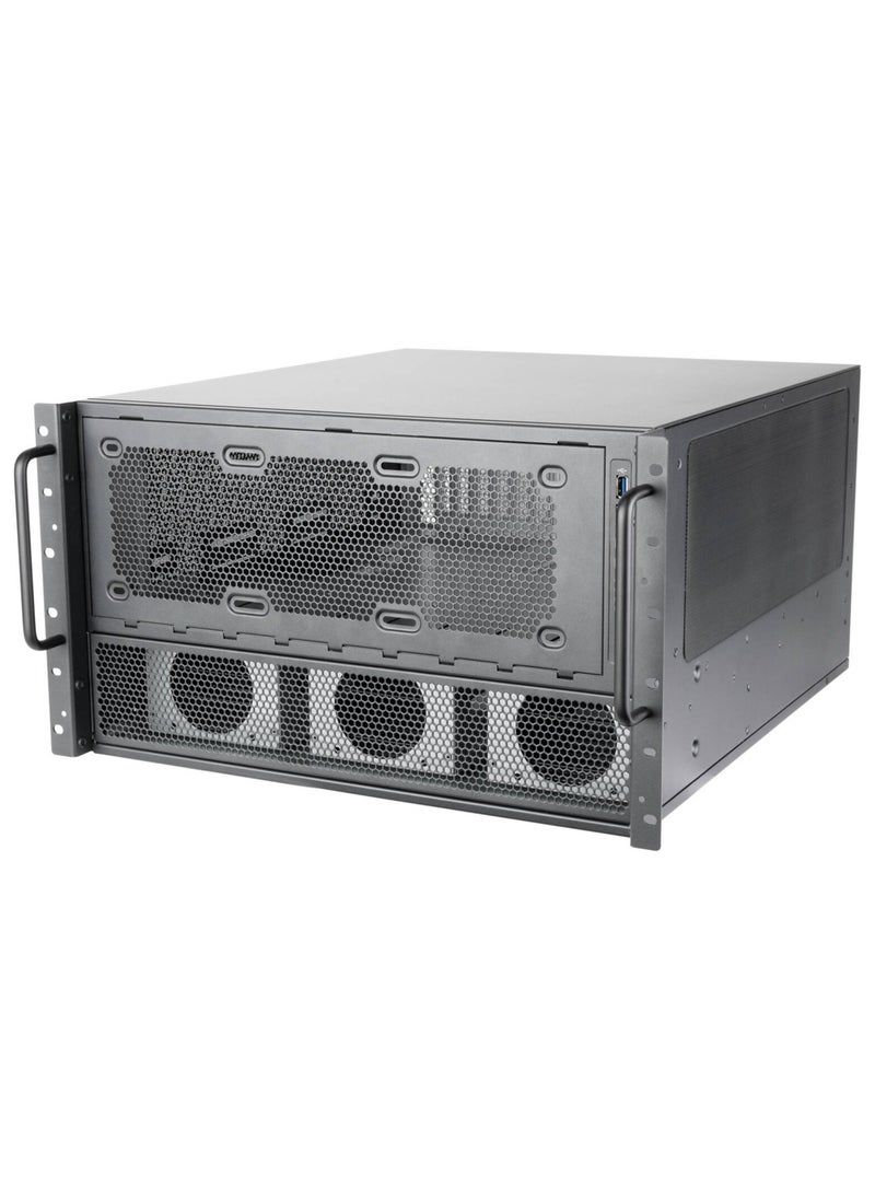 SilverStone Technology RM600 6U Rackmount Chassis with Dual PSU Support, Triple 360mm Radiator Compatibility, 8 PCI Expansion Slots, Tool-less 3.5" x 6 & 2.5" x 4 Drive Bays, Front USB3 Type-C, Dual 80mm Rear Fans, Up to SSI-EEB/ATX Motherboard Support, Security Lock, and 60.6L Volume, Black | SST-RM600  - Image 2