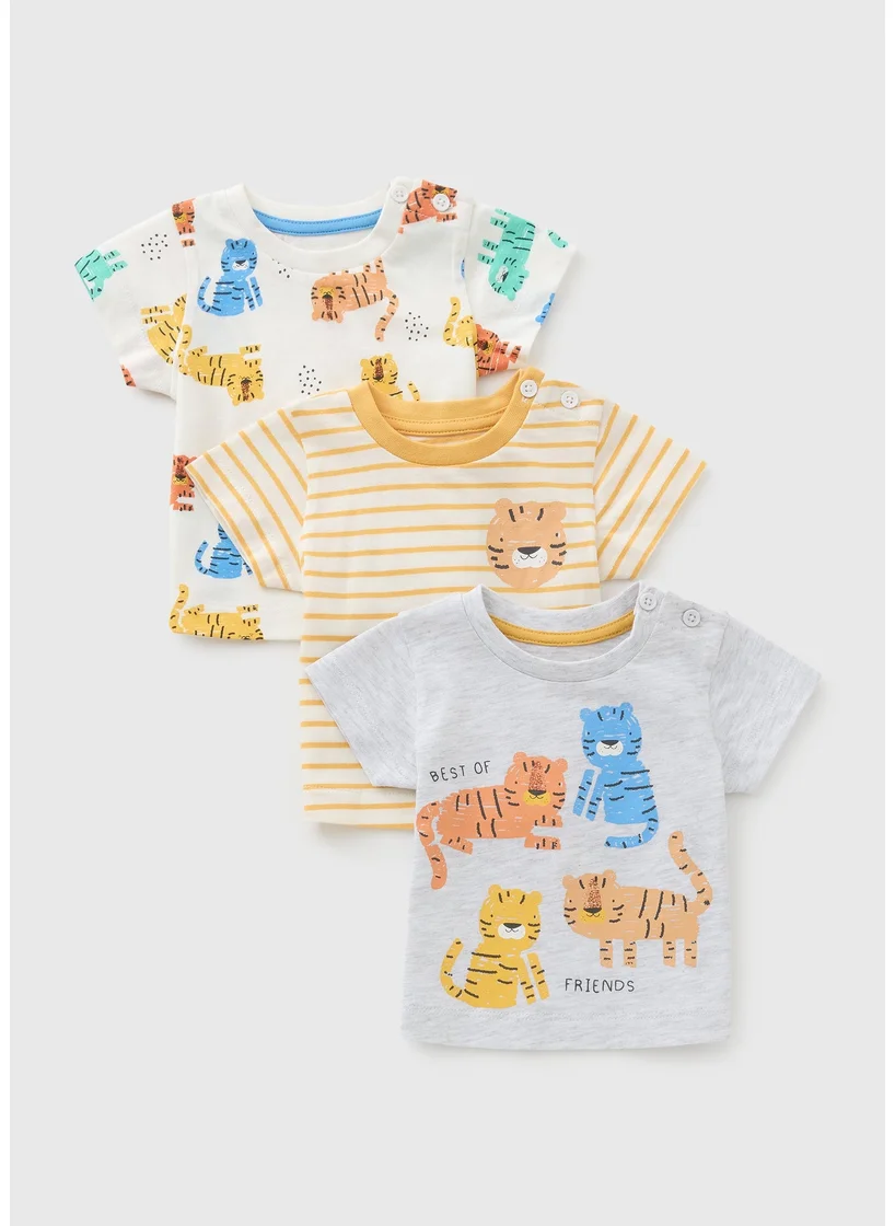 Matalan 3 Pack Baby Multicolour Safari T-Shirts
