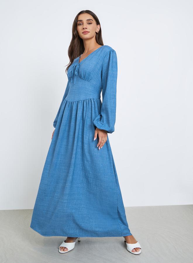 ستايلي فستان طويل بأكمام فوليوم - Image 3