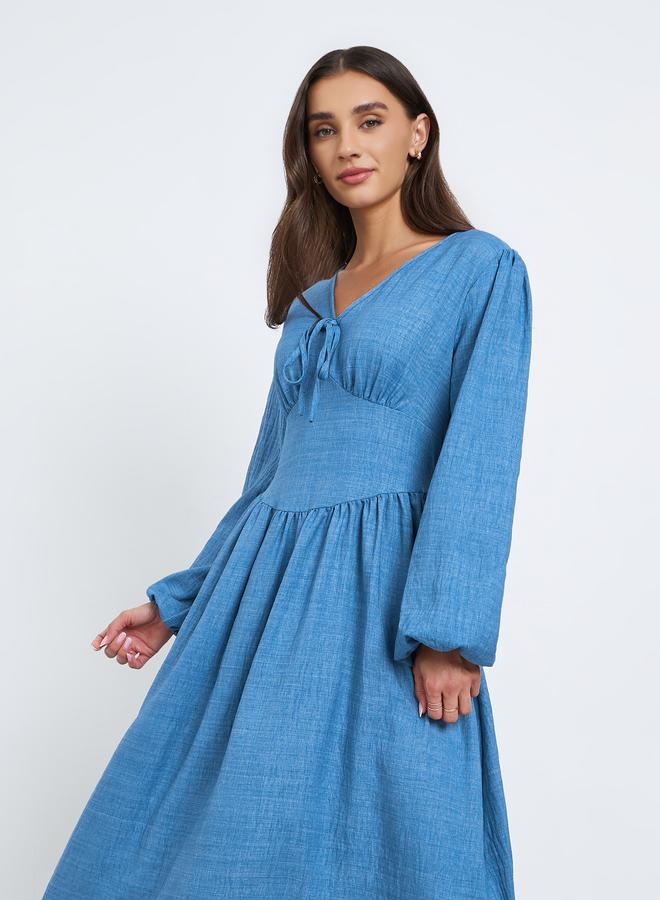 ستايلي فستان طويل بأكمام فوليوم - Image 2