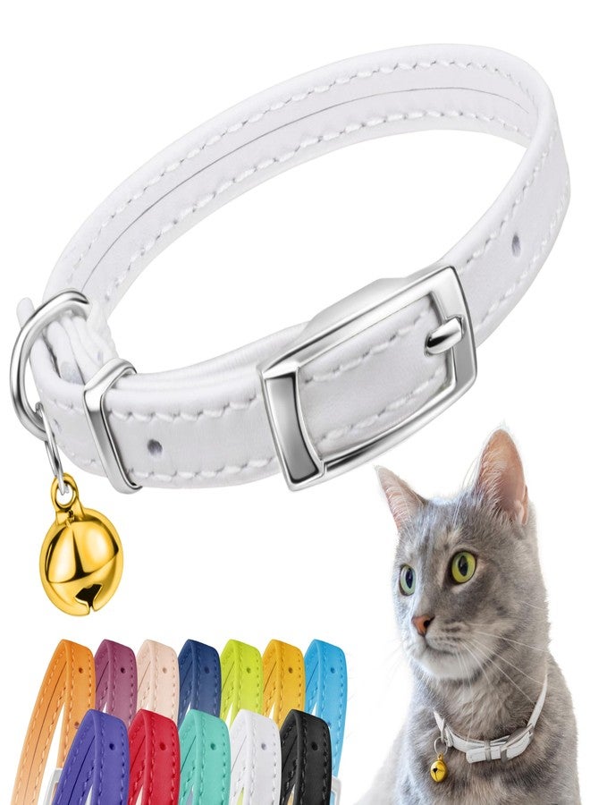 CollarDirect Cat Collar Made of Leather with Removable Bell, Safety Rubber Band (Breakaway Alternative) – Kitten Collar for Small & Large Boy & Girl Cats - Image 1