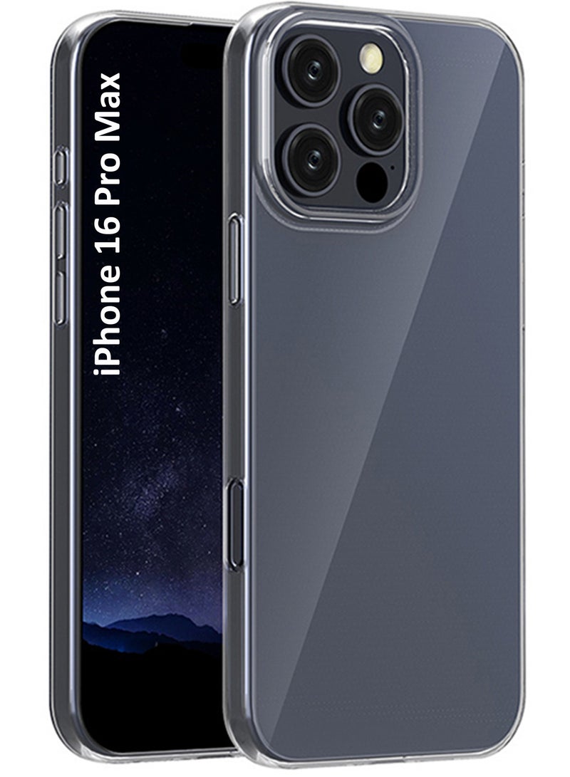 Soft Flexible Transparent Silicone Protective Back Case Cover for iPhone 16 Pro Max - Transparent - Image 1