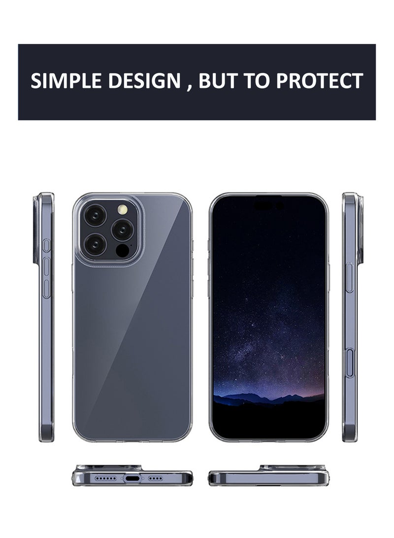 Soft Flexible Transparent Silicone Protective Back Case Cover for iPhone 16 Pro Max - Transparent - Image 2