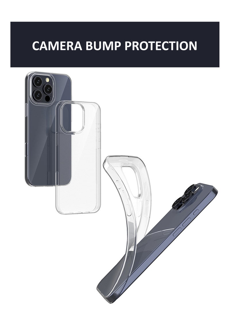 Soft Flexible Transparent Silicone Protective Back Case Cover for iPhone 16 Pro Max - Transparent - Image 4