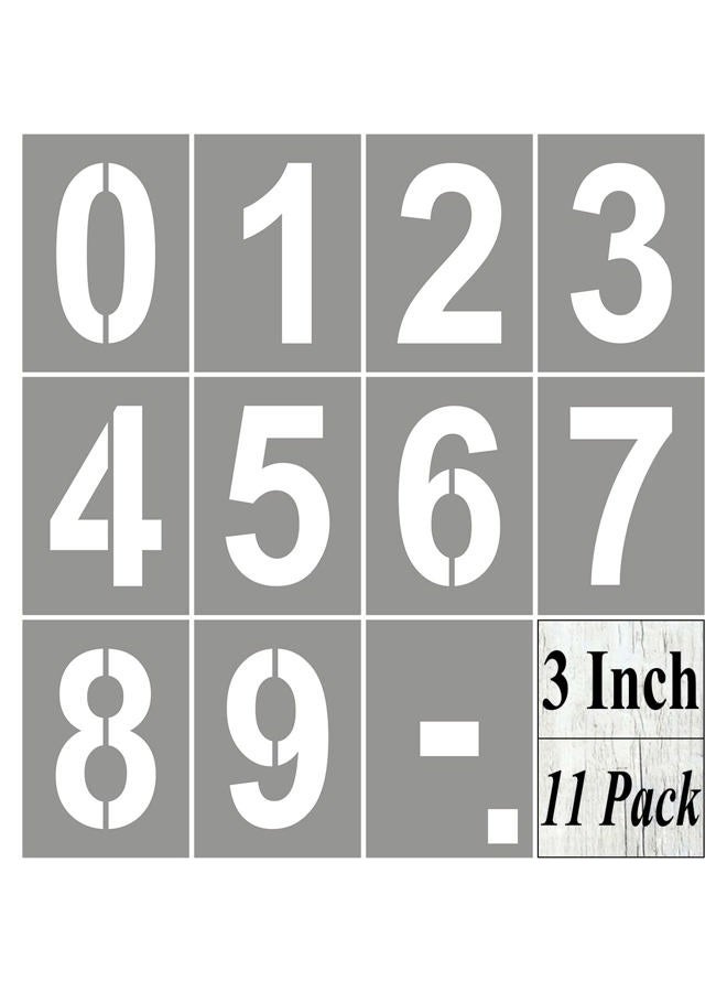 REOLAN 3 Inch Large Number Stencils for Painting - 11 Pack Number Stencil Templates for Curb Address, Cakes, Cookies, Mailboxes and Crafts, Reusable House Numbers Stencils for Wood Signs & Cement Wall Art - Image 1