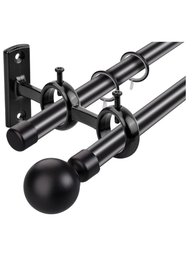 Y&D Bracket for Curtain Pole, 2pcs Double RodHolder, Wall Mount Heavy Duty Adjustable 28mm Rod Window, Bedroom, Home Black  - Image 5