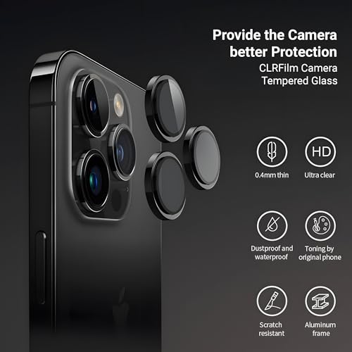 DailyObjects CERO Aluminium Camera Lens Protector for iphone 15 Pro|Tough HD Glass Protectors|Dust Proof|Water Resistant|Ultra Clear HD Image Quality|9H Hardness|3D ring|Shock Proof Alloy - Black - Image 2