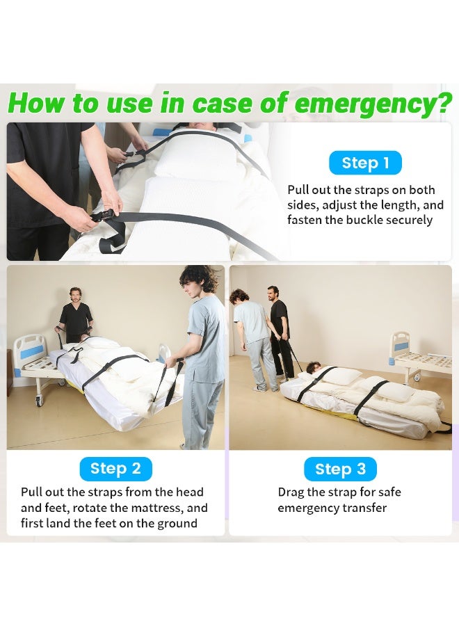 Ehucon Rescue Essentials Emergency Evacuation Sheet for Bedridden Patient,Rescue Sheet with Safety Buckle Belts for Transfer and Evacuated in Emergency - Image 2