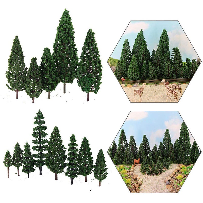 Evemodel 52pcs Model Pine Trees Green Pines Plastic for Forest HO Scale Model Railway Layout Miniature Scenery S0901 - Image 3