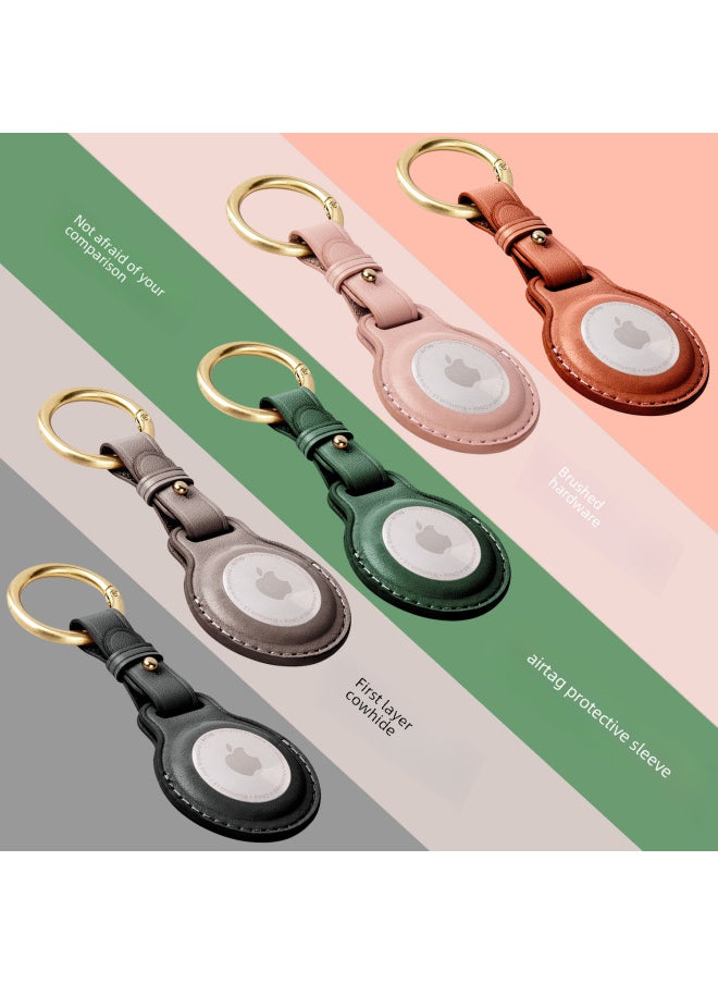 Generic - Suitable For Apple Tracker Airtag Protective Case Leather Pet Child Anti-Lost Device Protective Case Airtags Case-Color:Green-Applicable Model:airtag - Image 1