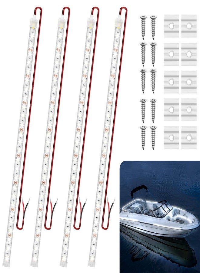 أضواء LED غاطسة للقوارب من VIDLULTD، 4 قطع، 20 بوصة، 12 فولت، أضواء داخلية فائقة السطوع للقوارب، مقاومة للماء بمعيار IP68، أضواء LED بحرية، أضواء صيد ليلية للقوارب وقوارب الكاياك (أبيض) - Image 1