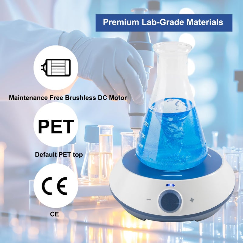 ONiLAB Magnetic Stirrer with 4PCS Stir Bars,Magnetic Mixer with Stirring Capacity 3000ml (No Heating) - Image 4