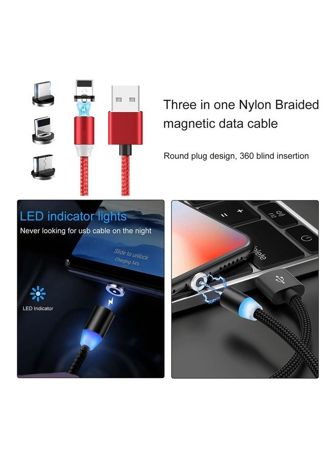3-In-1 USB Magnetic Charging Cable With Plug Red - Image 2