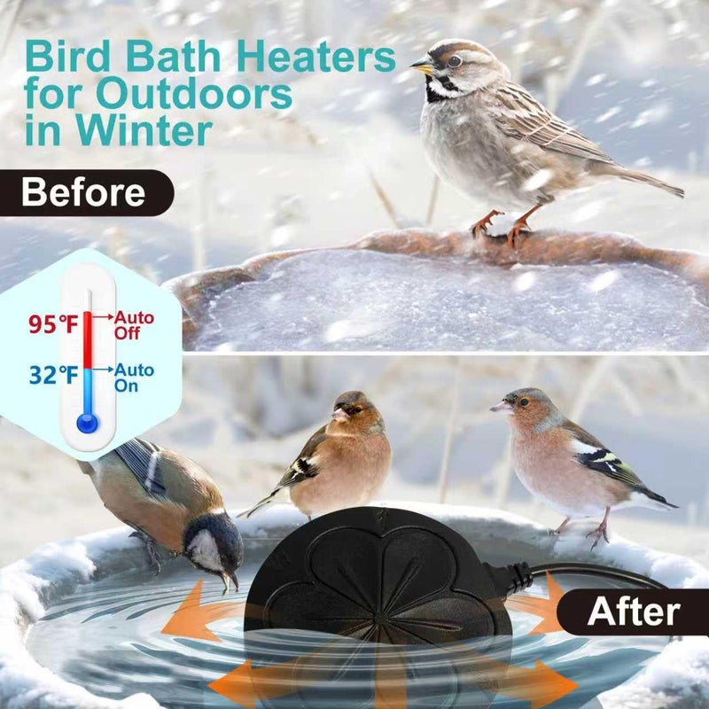 Poffattr 110W Bird Bath Heater for Outdoors in Winter, Submergible Cast Aluminum Chicken Water Heater with Thermostatically Controlled Bird Bath Deicer Pond Deicer for Livestock - Image 5