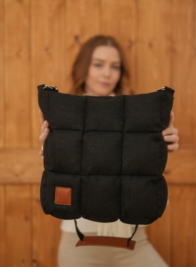 B.S COLLECTION Elegant and Practical BS Crossbody Bag with a Modern Design in Black. - Image 2