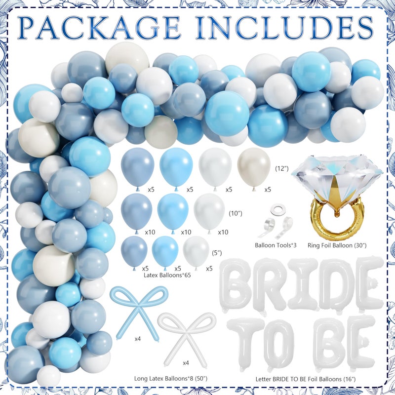 THAWAY Something Blue Before I Do Bridal Shower Decorations,127 PCS Blue Bachelorette Party Decorations with Coquette Bow Balloon Arch Kit Floral Backdrop Tablecloth Banner Garland Cake Topper Veil - Image 3