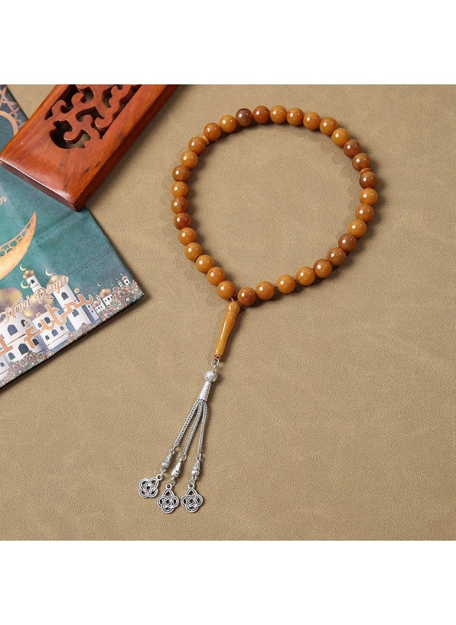 NIBEMINENT 33 Muslim Prayer Beads Caramel Color/12mm 