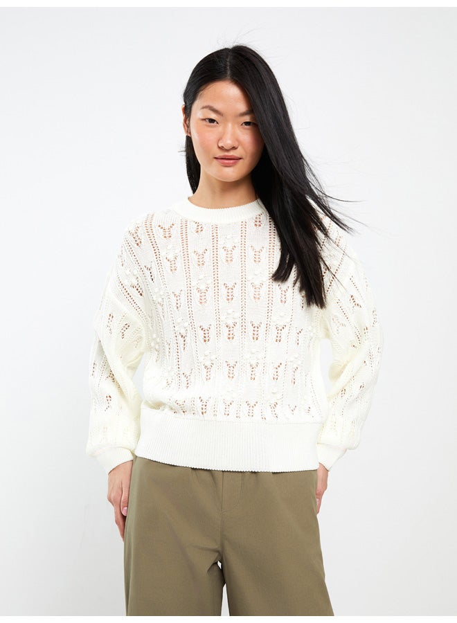LC WAIKIKI Crew Neck Ajour Long Sleeve Women's Tricot Sweater  - Image 1