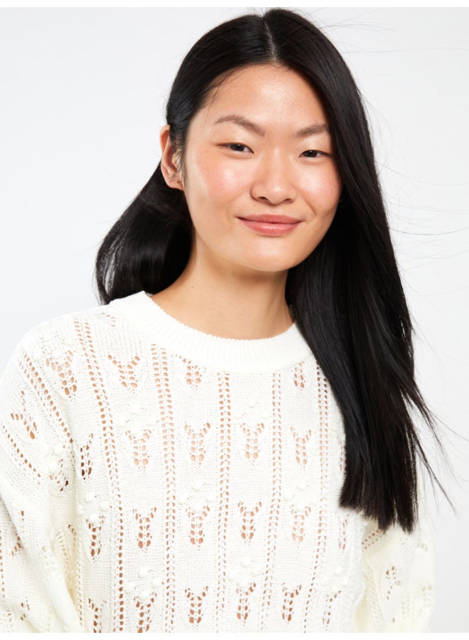 LC WAIKIKI Crew Neck Ajour Long Sleeve Women's Tricot Sweater  - Image 2