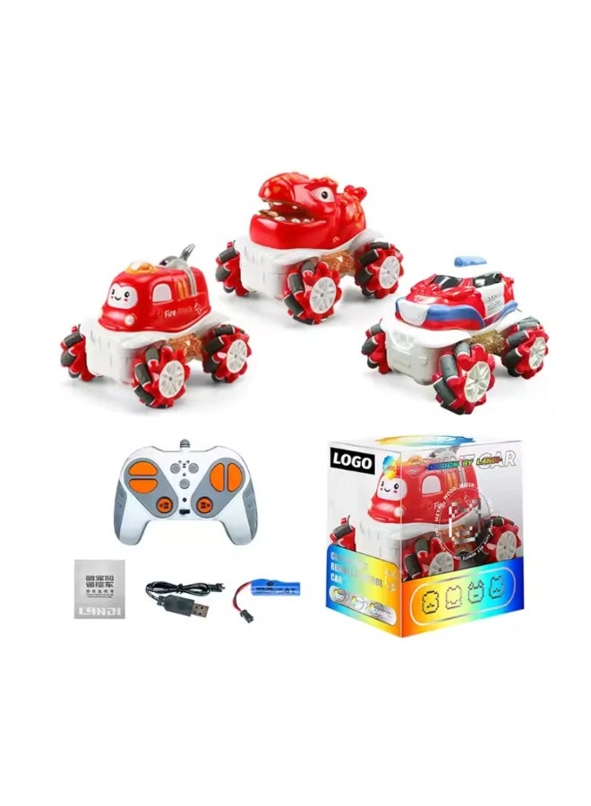 Stem 1:36 2.4G Anti-frequency Nine Pass Light Vinyl Cartoon Side-shift Stunt Car Red Color – 1PC Style May Vary - Image 1